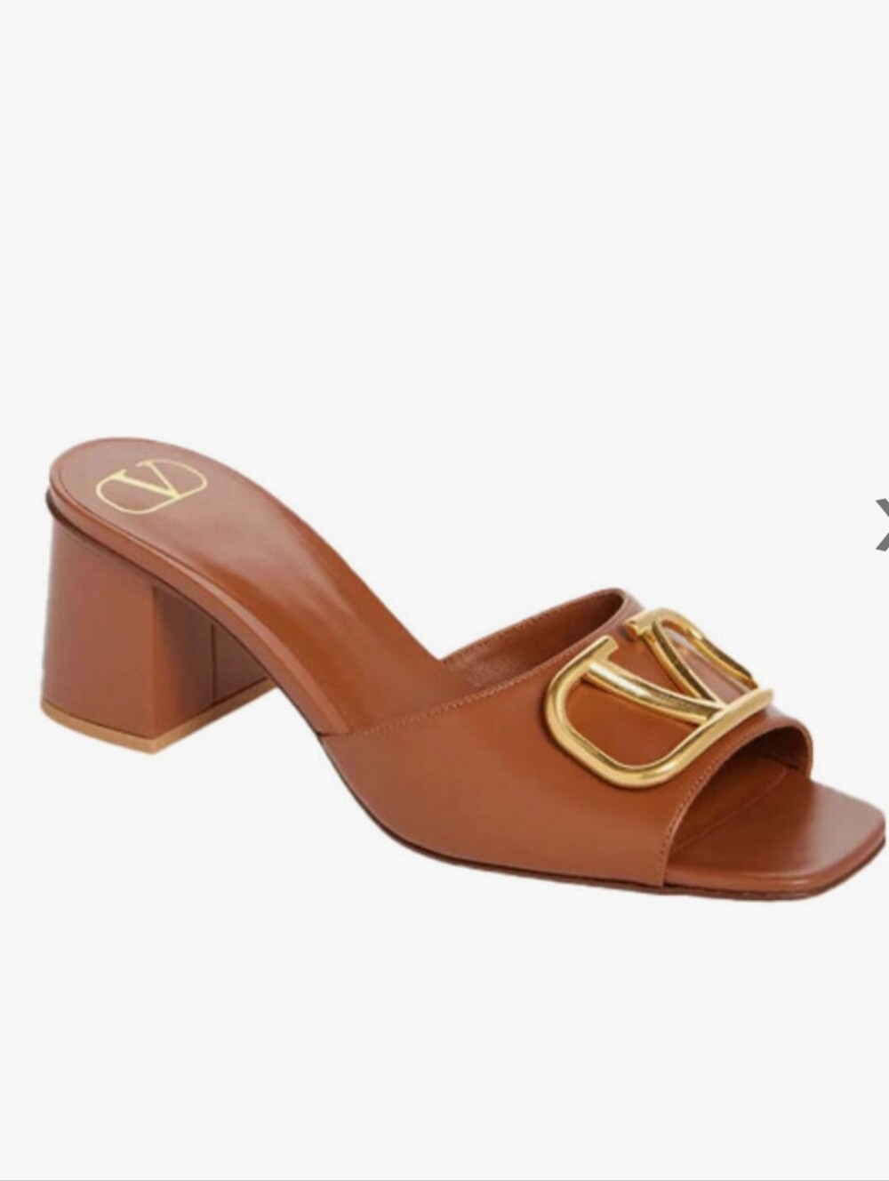 Valentino VLogo Signature Brown and Gold Mule in Selleria Size 41